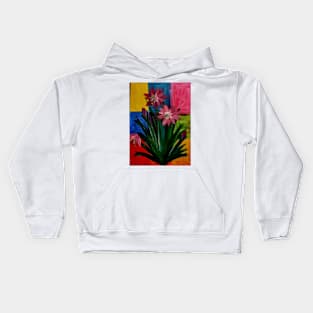 Colorblock background and wild lilly growing Kids Hoodie